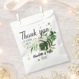 Custom Green Tropical Wedding Thank You Gift Favor Bag