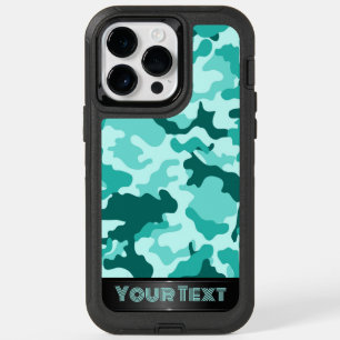 Custom Green Turquoise Camo iPhone 14 Pro Max Case