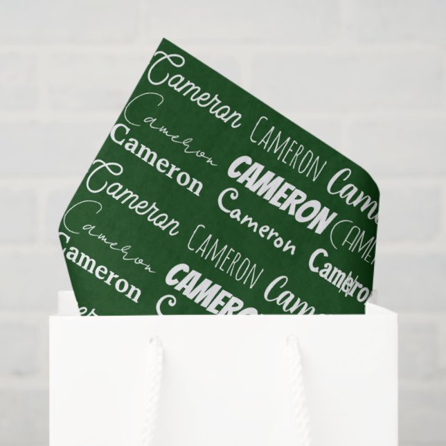 Custom Green Typography Name Collage Christmas Tissue Paper (Gift Bag)