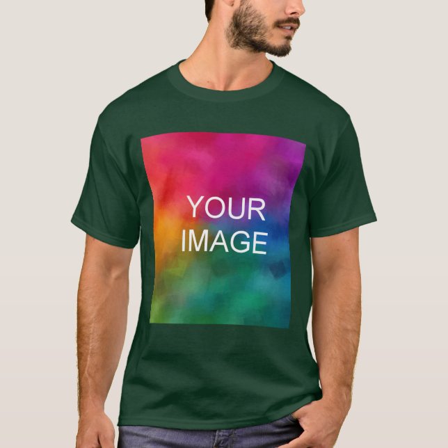 Custom Green Upload Your Image Logo Photo Mens T-Shirt (Front)