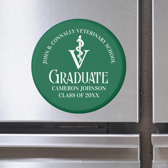 Custom Green Veterinary School Graduation Magnet (Creator Uploaded)