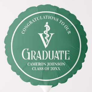 Custom Green Veterinary School Graduation Party Balloon