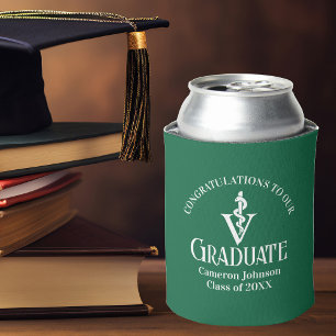 Custom Green Veterinary School Graduation Party Can Cooler