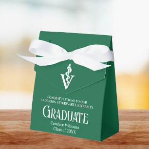Custom Green Veterinary School Graduation Party Favor Boxes