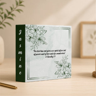 Custom Green Vintage Botanical & Bible Verse 3 Ring Binder