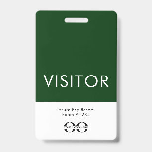 Custom Green Visitor Badge for Hotels and Resorts