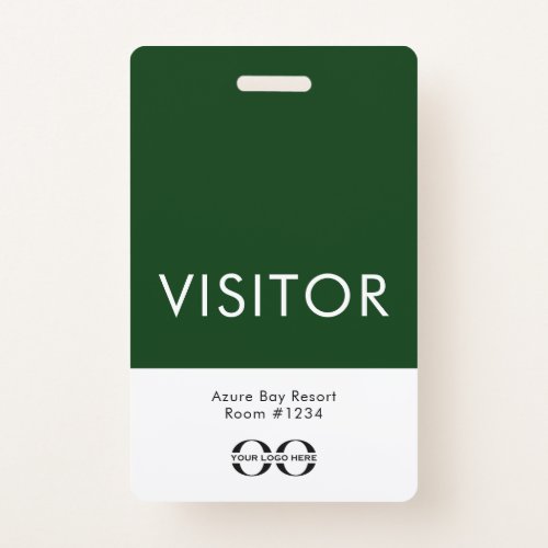 Custom Green Visitor Badge for Hotels and Resorts
