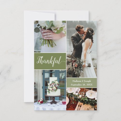 Custom Green wedding Photo Collage thank You