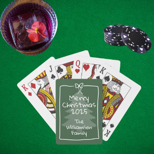 Custom Green Whimsical Doodle Christmas Gift Poker Cards