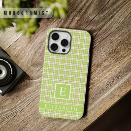 Custom Green White Checkered Pattern iPhone 15 Pro Max Case