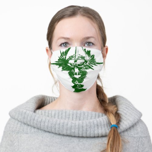 Custom Green White Dragons Face Mask