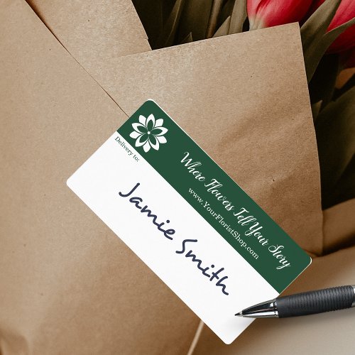 Custom Green  White Florist Shop Delivery  Label
