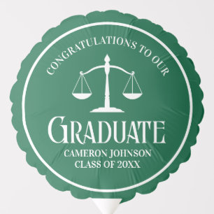 Custom Green White Law School Graduation Party Balloon