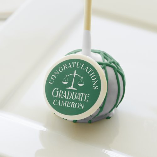 Custom Green White Law School Graduation Party Cake Pops