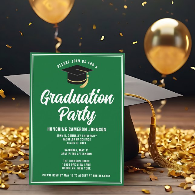 Custom Green White Modern 2026 Graduation Party Invitation (Creator Uploaded)