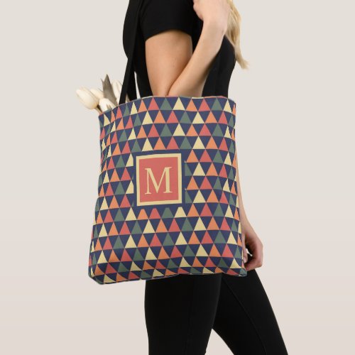 Custom Green Yellow Orange Red Triangle Geometric Tote Bag