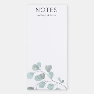 Custom Greenery Eucalyptus & Your Name or Monogram Magnetic Notepad