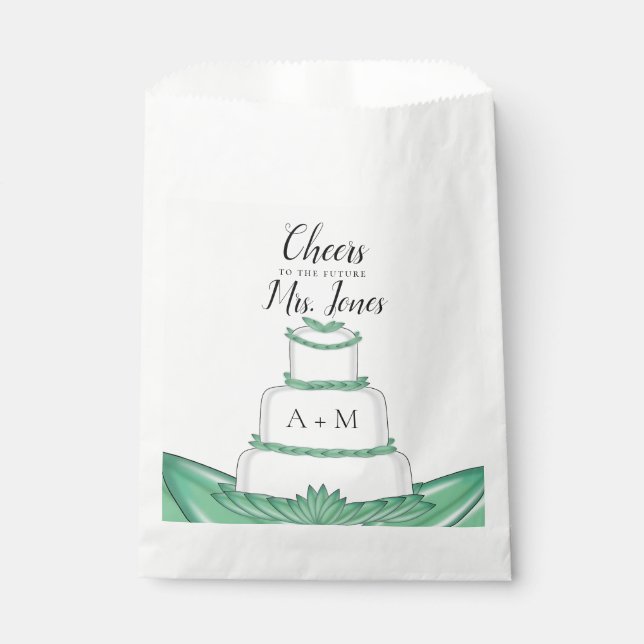 Custom Greenery Wedding Cake Favor Bags (Front)