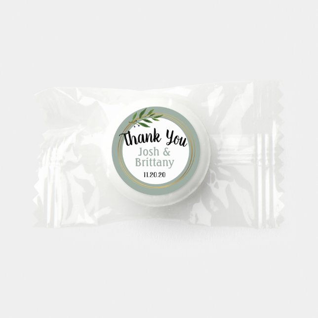 Custom Greenery Wedding Hershey's Kiss Favors (Front)