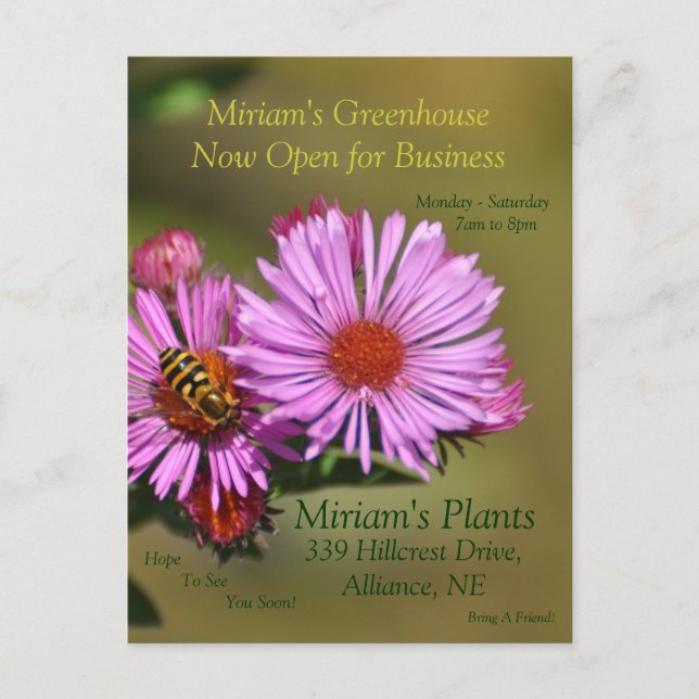 Custom Greenhouse Invitation Postcard (Front)