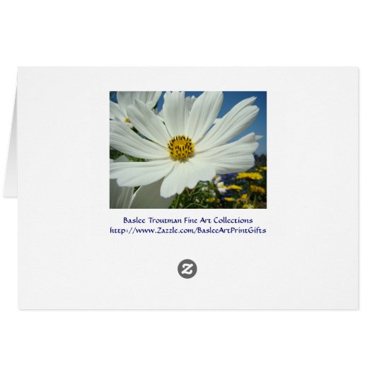CUSTOM Greeting Cards Happy Birthday White Daisy (Back Horizontal)