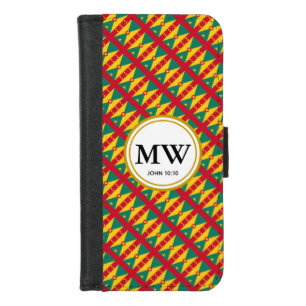 Custom GRENADA FLAG Monogram iPhone 8/7 Wallet Case