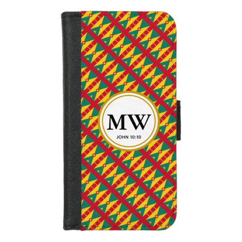 Custom GRENADA FLAG Monogram iPhone 87 Wallet Case