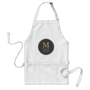 Custom Grey Black and Gold Glitter Marble Pattern Adult Apron