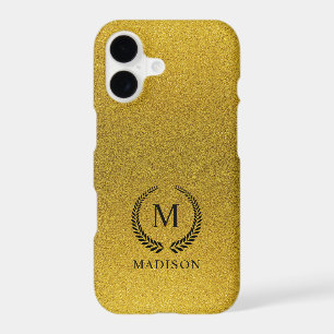 Custom Grey Black and Gold Glitter Marble Pattern iPhone 17 Case