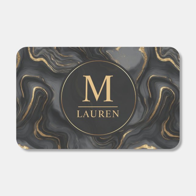 Custom Grey Black and Gold Glitter Marble Pattern  Matchboxes (Front)