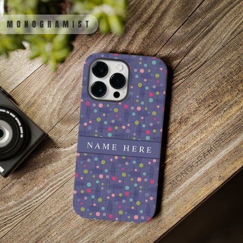 Custom Grey Blue Violet Purple Polka Dot Design  Case_Mate iPhone 14 Pro Max Case