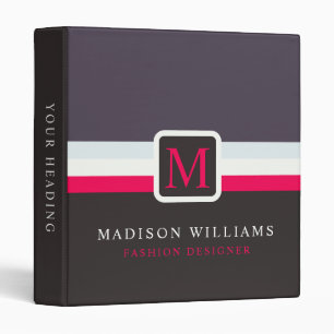 Custom Grey Blue White Red Black Color Block 3 Ring Binder