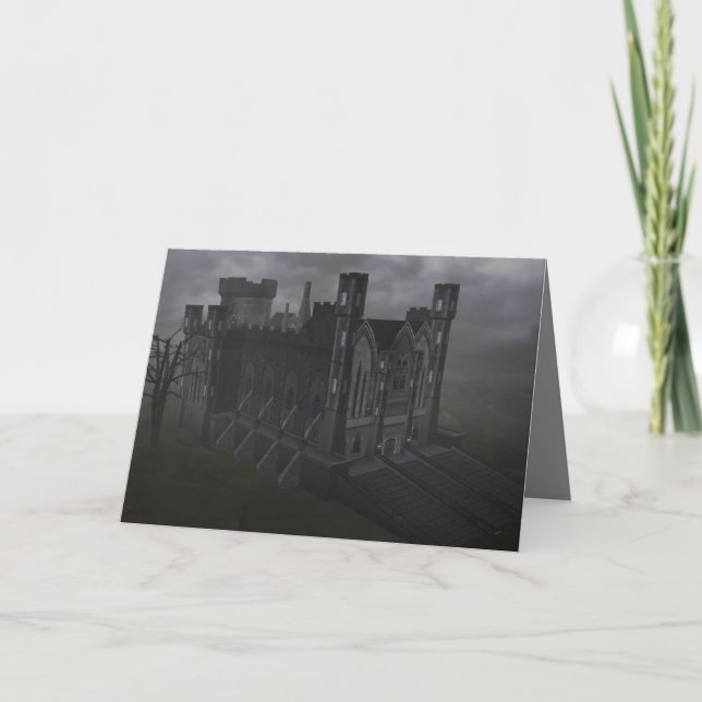 Custom Grey Castle Greeting Card (Front)