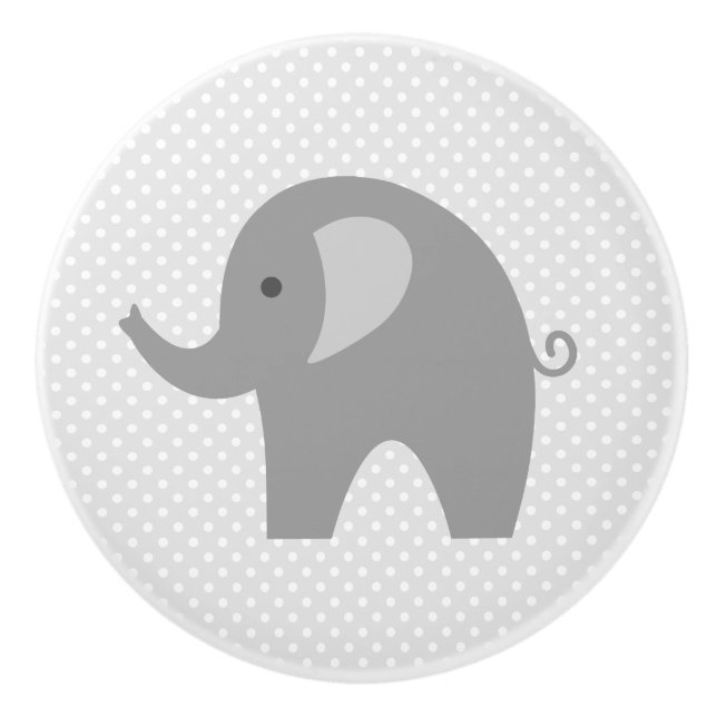 Custom grey elephant nursery door and drawer knobs (Front)