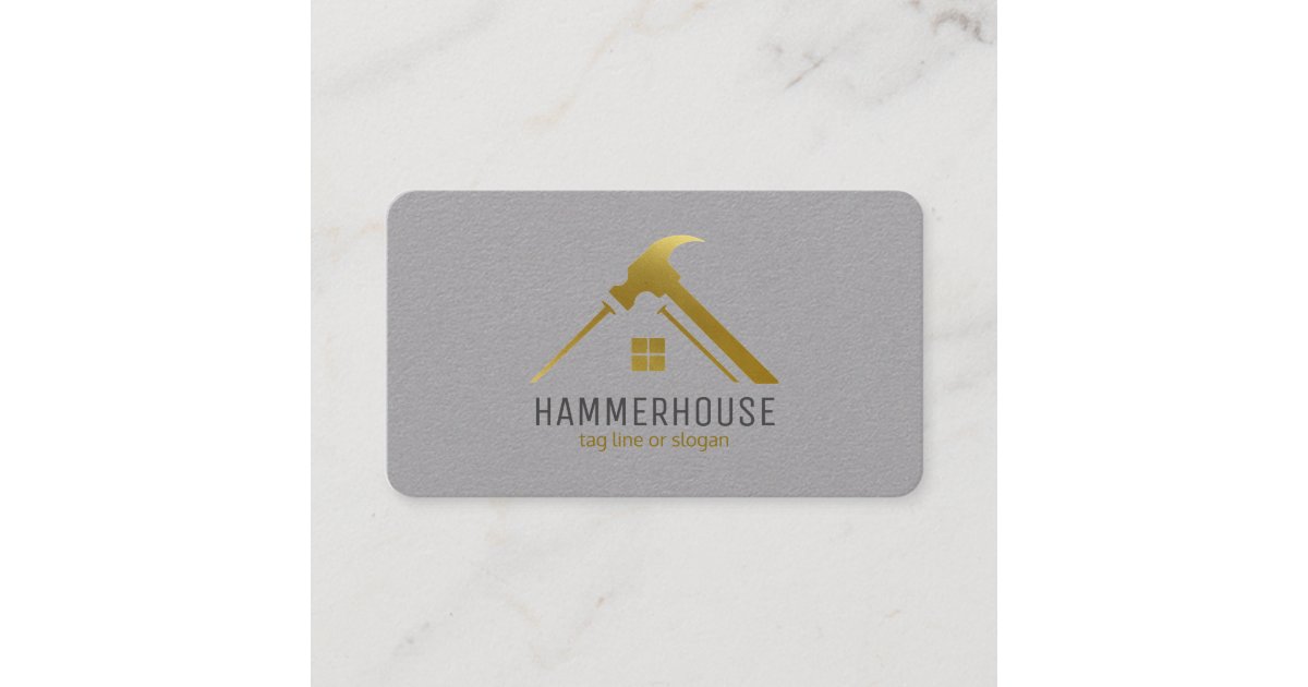Custom Grey + Gold Home Building Construction Lux Business Card | Zazzle