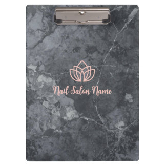 Custom Grey Marbel Nail Salon Clipboard with Logo 