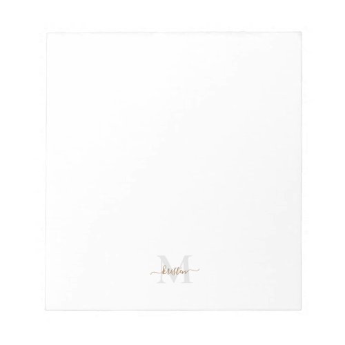 Custom Grey Monogram  Gold Script Name Notepad