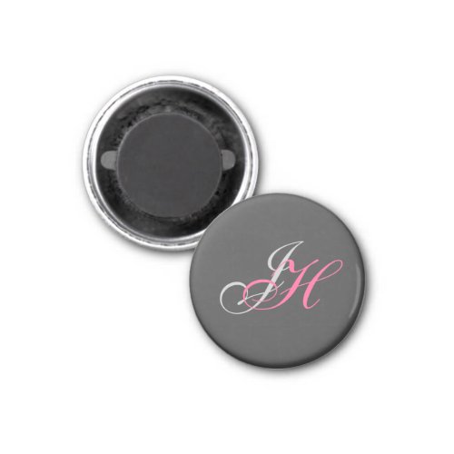 Custom Grey Pink Monogram Simple Plain Magnet
