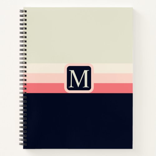 Custom Grey Pink Peach Blue Black Color Block Notebook