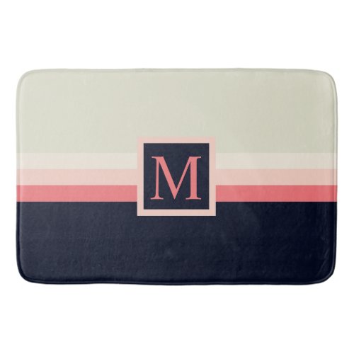 Custom Grey Pink Peach Blue Color Block Bath Mat
