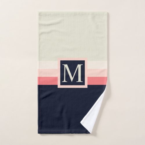 Custom Grey Pink Peach Navy Blue Color Block Hand Towel