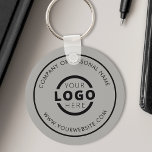 Custom Grey Promotional Business Logo Branded Keychain<br><div class="desc">Easily personalize this coaster with your own company logo or custom image. You can change the background color to match your logo or corporate colors. Custom branded keychains with your business logo are useful and lightweight giveaways for clients and employees while also marketing your business. No minimum order quantity. Bring...</div>