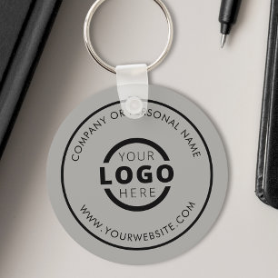 Custom Grey Promotional Business Logo Branded Keychain