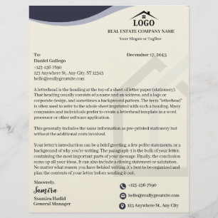 Custom Grey Real Estate Letterhead
