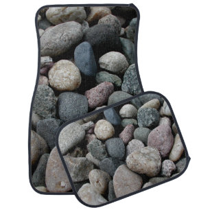 Custom Grey & Tan Heart Shape Rock Auto Floor Car Floor Mat