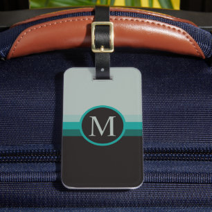 Custom Grey Teal Green Black Color Block Luggage Tag