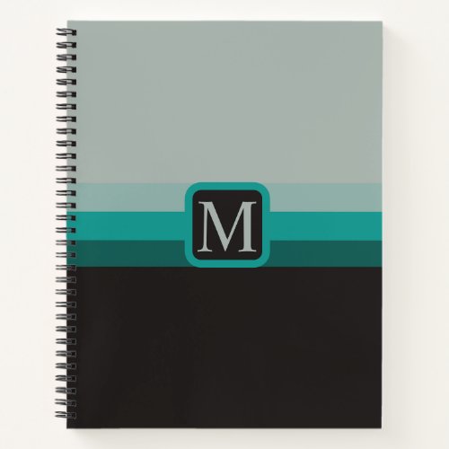 Custom Grey Teal Green Blue Black Color Block Notebook