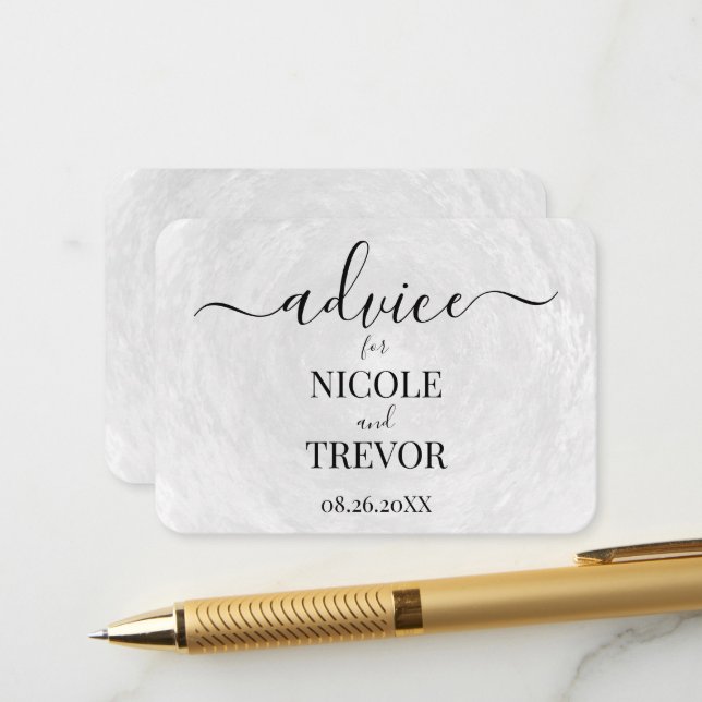 Custom Grey Texture Wedding Advice Card (Front/Back In Situ)