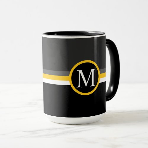 Custom Grey Yellow White Black Color Block Mug