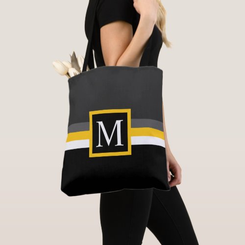 Custom Grey Yellow White Black Color Block Tote Bag